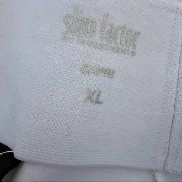 Slim Factor By Investments  Ankle Capri Pants Stretch Embellished White XL New - Picture 6 of 7